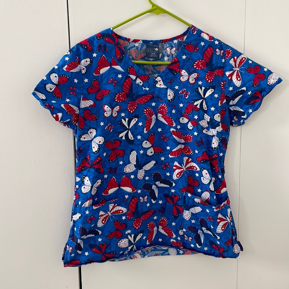 Fourth of July scrub top